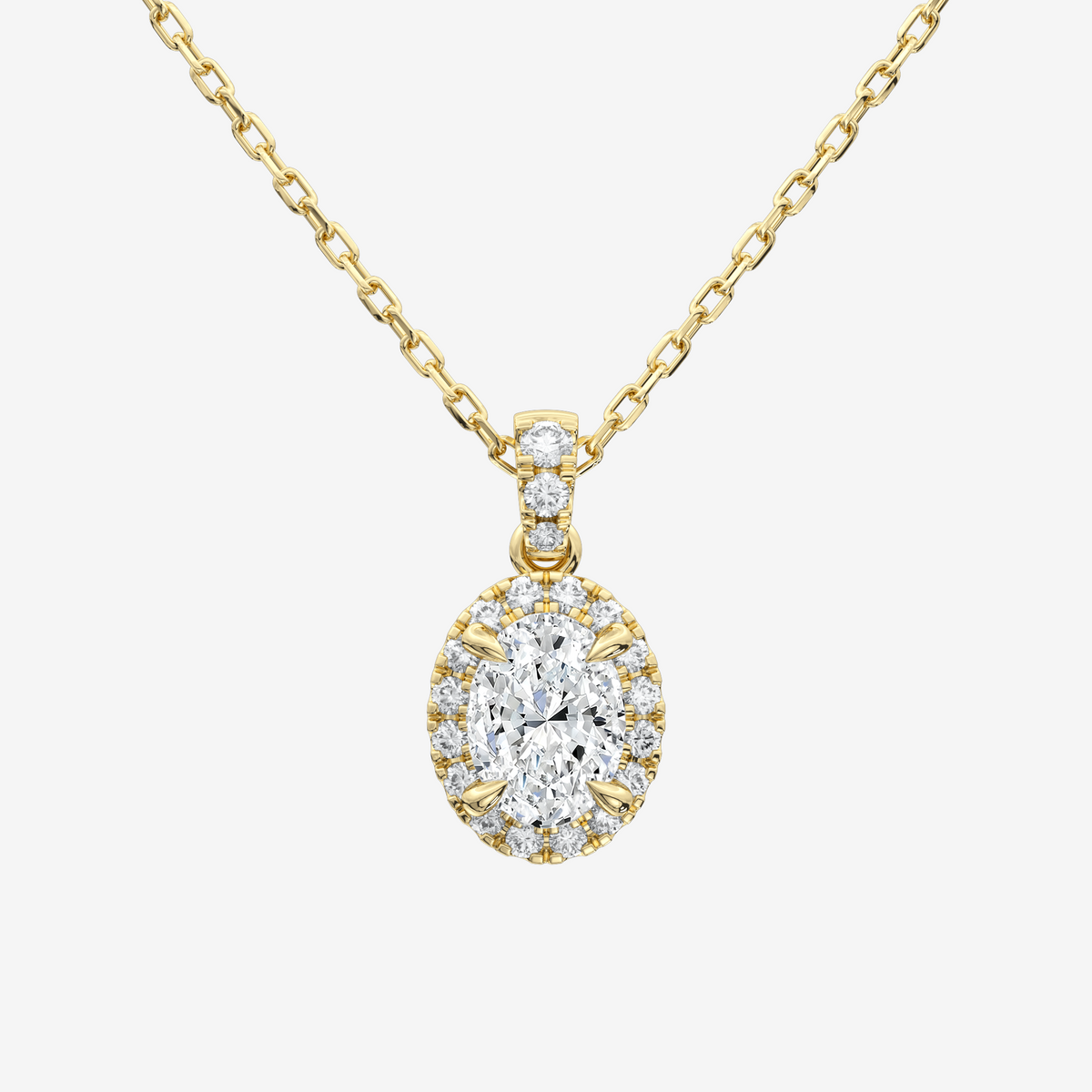 Asscher Halo Lab Grown Diamond Pendant Necklace in 14K Yellow Gold test