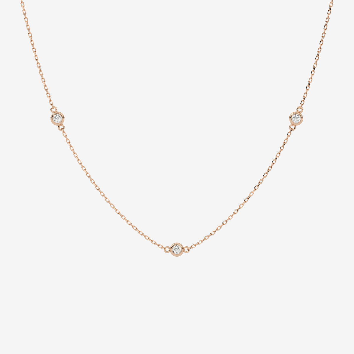Bezel lab grown Diamond Necklace (1/6 ct. tw) in 14K Rose Gold