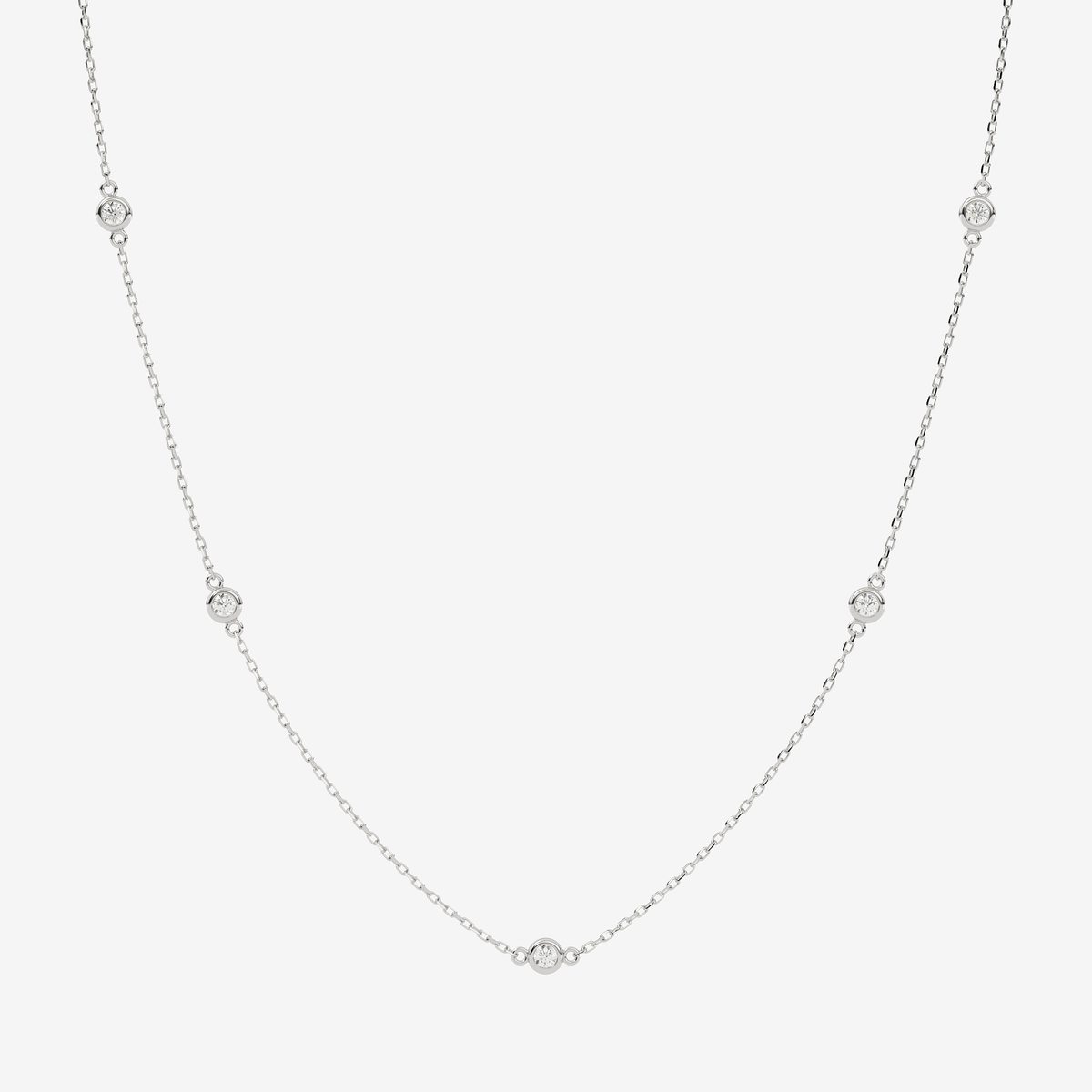 Bezel lab grown Diamond Necklace (1/4 ct. tw) in 14K White Gold